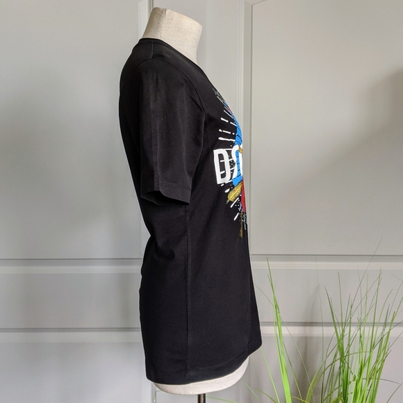 DSQUARED2 Tee Anatomical Heart Graphics Short Sleeve Rounded Collar Black M NWT - Picture 6 of 16